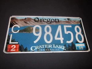 OREGON CRATER LAKE Centennial LICENSE PLATE 98458 '09 Tag - Picture 1 of 4
