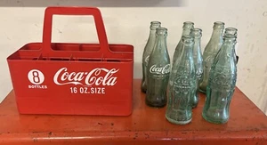 Coca-Cola Coke Red Plastic Carrier Caddy With Eight(8) 6.5 Oz Bottles - Picture 1 of 24