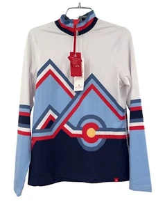 Krimson Klover Womens Medium 1/4 Zip Top Mountain Design Base Layer - Picture 1 of 9