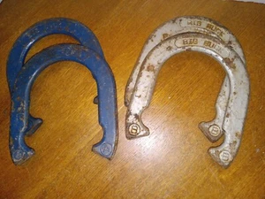 Two Pairs BIG BUCK Horse Shoes Marked A & B VERY HEAVY - Picture 1 of 4