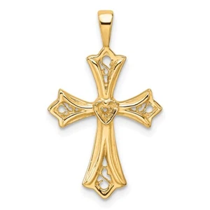 14k Cross w/ Heart Center Pendant Mounting Bracelet Necklace - Picture 1 of 5