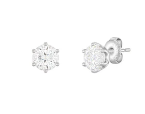 J.Estina Whitemond 1Cara Earrings JJLJEQ4BS351SW000 Silver 925 C.Z White - Picture 1 of 6