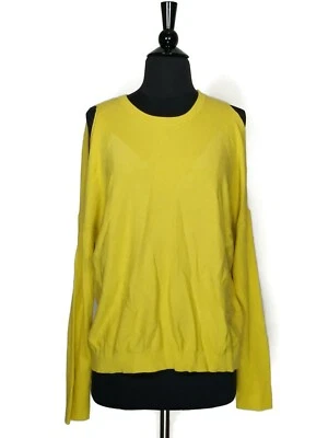 Suéter pulôver ASOS amarelo malha gola redonda ombro frio manga longa tamanho 10 - Imagem 1 de 4