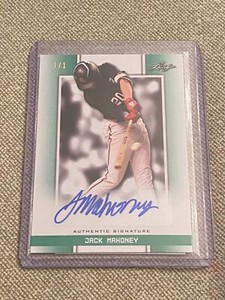 JACK MAHONEY 2019 Leaf Perfect Game AUTOGRAPH Green Blank Back #1/1 ROCKIES