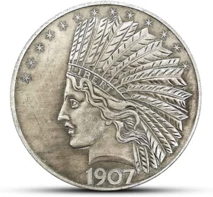 Antique Liberty Indian Head 10 Dollar Coin Uncirculated Morgan Dollar Rare Hi... - Picture 1 of 6