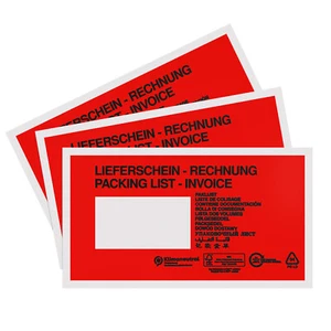 Delivery note bags self-adhesive DIN long red | package note bag - Picture 1 of 1
