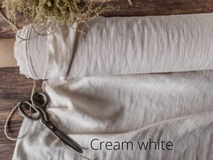 Cream White Linen Fabric by the Yard – Soft Material for Sewing, Crafts & Décor - Picture 1 of 4