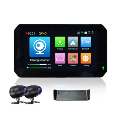 HD Touch Screen Motorcycle GPS Navigation Bluetooth 170° DVR Recorder Waterproof - Image 1 of 4