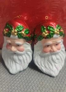 Vintage Santas (2) Hand Blown Glass Christmas Ornaments - Picture 1 of 5