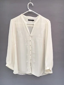 🍃 Womens Sportscraft Pin Tuck Long Sleeve Blouse Shirt Top Solid White Size 18 - Picture 1 of 5