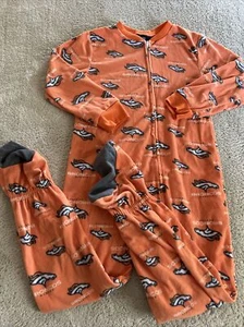 Denver Broncos Football Boys Orange White Fleece Long Sleeve Pajamas 7 - Foto 1 di 8
