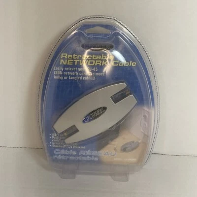 DYNEX Retractable NETWORK Cable DX-RRJ45 7ft. ISDN cord  Standard CAT 5 Ethernet - Image 1 of 3