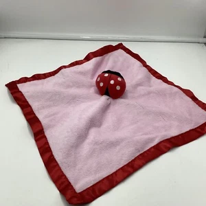 Nursery Rhymes Red Pink Ladybug Security Baby Blanket Lovey Satin Rattle - Picture 1 of 4