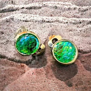 Mermaid Dragon Egg Scale Clip On Earrings 10mm - Picture 1 of 2