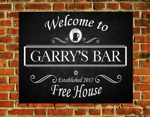 PERSONALISED BLACK PUB BEER BAR FUNNY METAL WALL SIGN GIFT PRESENT LANDLORD - Picture 1 of 4