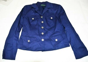Lauren Ralph Lauren Damen Kerbkragen Knopf Taschen Blazer Blau Größe 10 Neu ohne Etikett - Bild 1 von 7