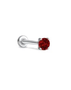 Threadless Labret Push Pin Nose Ring Steel Helix Stud 2.5mm Prong CZ 16G 18G 20G - Picture 1 of 14