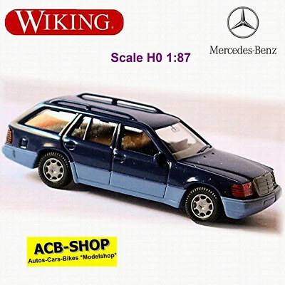 Mercedes Benz Classe Modello T 1989-93 S124 Blu Scuro 1:87 Wiking 154 02 - Immagine 1 di 2