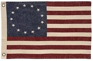 Bandera Americana Betsy Ross 13 Estrellas 58" x 32" Lavada a la Piedra Americana Primitiva - Imagen 1 de 2