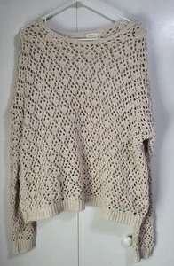 ARTELIER x NICOLE MILLER Women's SZ LG Open Knit Sweater Neutral Minimalist - Picture 1 of 8