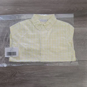 Janie And Jack Boys Gingham Poplin Shirt Size 5 Yellow - Picture 1 of 3