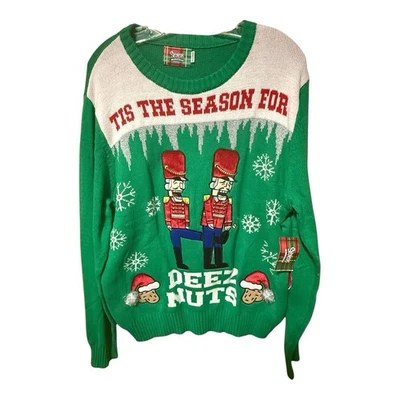 Suéter Spencers Nuevo con Etiquetas Feo Navidad Talla XL Tis The Season Deez Nuts Cascanueces Foto 1 de 4