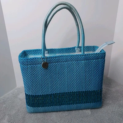 The SAK Bolso de Mano Tejido Cartera Bolso de Mano Azul Turquesa Primavera Verano Playa Vacaciones Foto 1 de 4