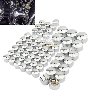 Chrome Engine Topper Bolt Cover Caps For Harley Touring Street Glide Softail M8 - Picture 1 of 10