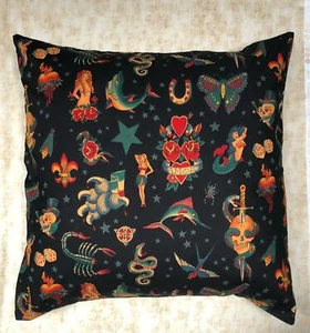 Traditional Tattoo Designer Cushion Cover Case fits 18 x 18 Cotton - Picture 1 of 2