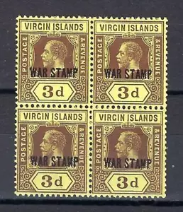 Virgin Islands 1916 Sc# MR2 George V War Tax 3p block 4 MNH - Picture 1 of 1
