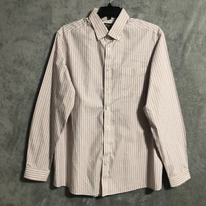Eddie Bauer Dress Shirt Red Pink Striped Button Down Size XLT Tall Mens - Picture 1 of 10