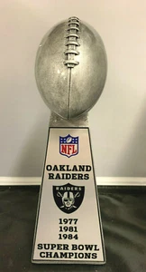 15" NEW LOMBARDI STYLE SUPER BOWL TROPHY OAKLAND RAIDERS SILVER TONE HEAVY RESIN - Picture 1 of 3