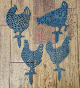 4 Piece Chicken Stakes Yard Art Outdoor Garden Backyard Lawn Hen Home Decor NEW - Picture 1 of 3