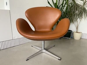 Fritz Hansen Swan Chair Grace Elegance Leather Walnut Cognac - 50% off price Egg - Picture 1 of 14