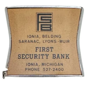 Ionia, Belding Saranac, Lyons-Muir First Security Bank Tape Measure Michigan - Picture 1 of 6