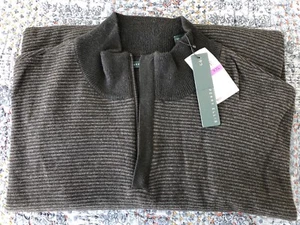 NWT PERRY ELLIS Sweater Black Striped XXL Wool Long Sleeve 1/2 ZIP MSRP $89.5 - Picture 1 of 11