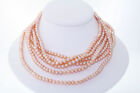 100 Inch 5.5-6.0Mm Genuine Cultured Freshwater Oblong Dyed Pink Pearl Necklace
