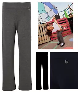 Girls Jersey School Trousers George Black Navy Grey Straight Stretch Uniform - Picture 1 of 4