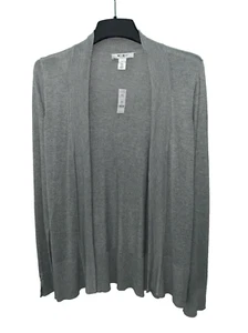 White House Black Market Open Front Cardigan Heather Ash Gray Womens Large NWT - Picture 1 of 9