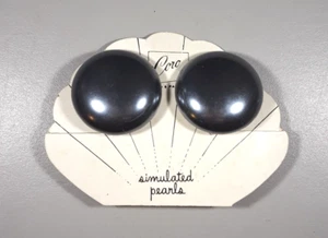 CORO Vintage “Simulated Pearl” Slate Gray Color Clip-on Earrings New Old Stock - Picture 1 of 5