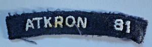 ESCUADRÓN DE ATAQUE 81 SUNLINERS TELA HOMBRO TÍTULO MARINA DE ESTADOS UNIDOS "ATKRON 81". - Imagen 1 de 2