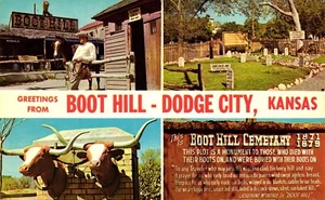 Postcard greetings from Boot Hill Dodge City, Kansas - Imagen 1 de 2