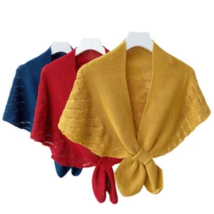 Women's Plain Knitted Crochet Shawl Wrap Scarf Winter Warm Neck Collar Stole - Picture 1 of 7