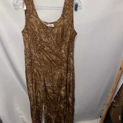 MAXI VESTIDO MUJER MAGGIE LONDON 12 (US M) 100% SEDA LEOPARDO ANIMAL PRINT Foto 1 de 4