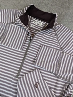 Camisa Mountain Hardwear Para Mujer L Púrpura Rayas Larga Pulgar Agujero Correr 1/4 Cremallera Foto 1 de 4