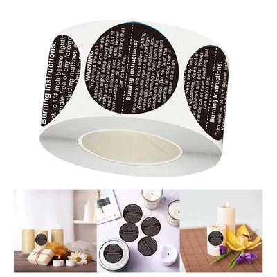 500x Candle Warning Stickers Decal Candle Jar Container Labels 3.8cm for Soy - Image 1 of 4
