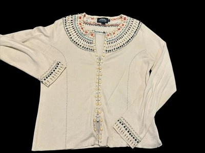 Cárdigan para mujer Icelandic Design con cuentas y cremallera talla mediana ((1057) Foto 1 de 4