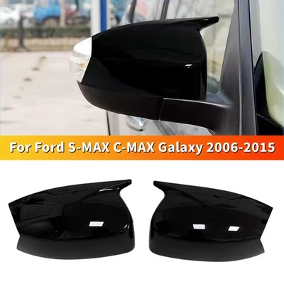 Tapa de cubierta de espejo retrovisor lateral negro brillante para Ford S-MAX C-MAX Galaxy 2006-2015 Foto 1 de 4