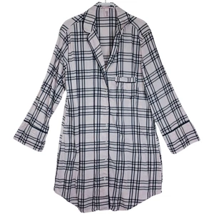 Victoria's Secret Nachthemd Damen klein pink schwarz kariert Pyjama mit Knopfleiste - Bild 1 von 10
