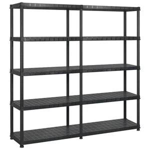 vidaXL Scaffale a 5 Ripiani Nero 183x45,7x185 cm in Plastica - Foto 1 di 6